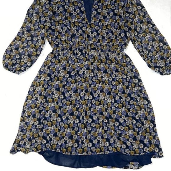ZARA Blue Floral Print Mini Chiffon Dress Size Small - Picture 3 of 10
